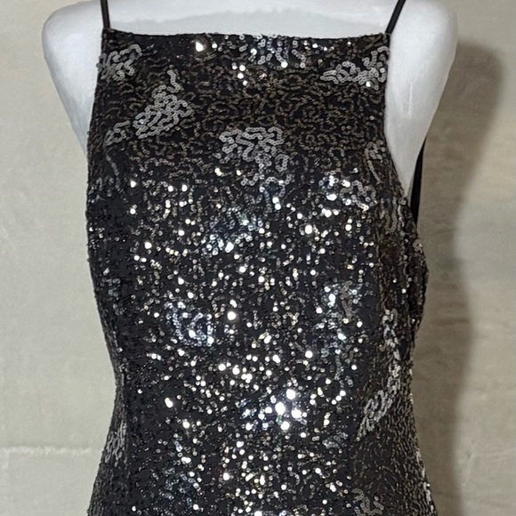 City Triangles Black Formal Evening Gown sz 13 Sequins Asymmetric Hem Backless - Picture 1 of 14
